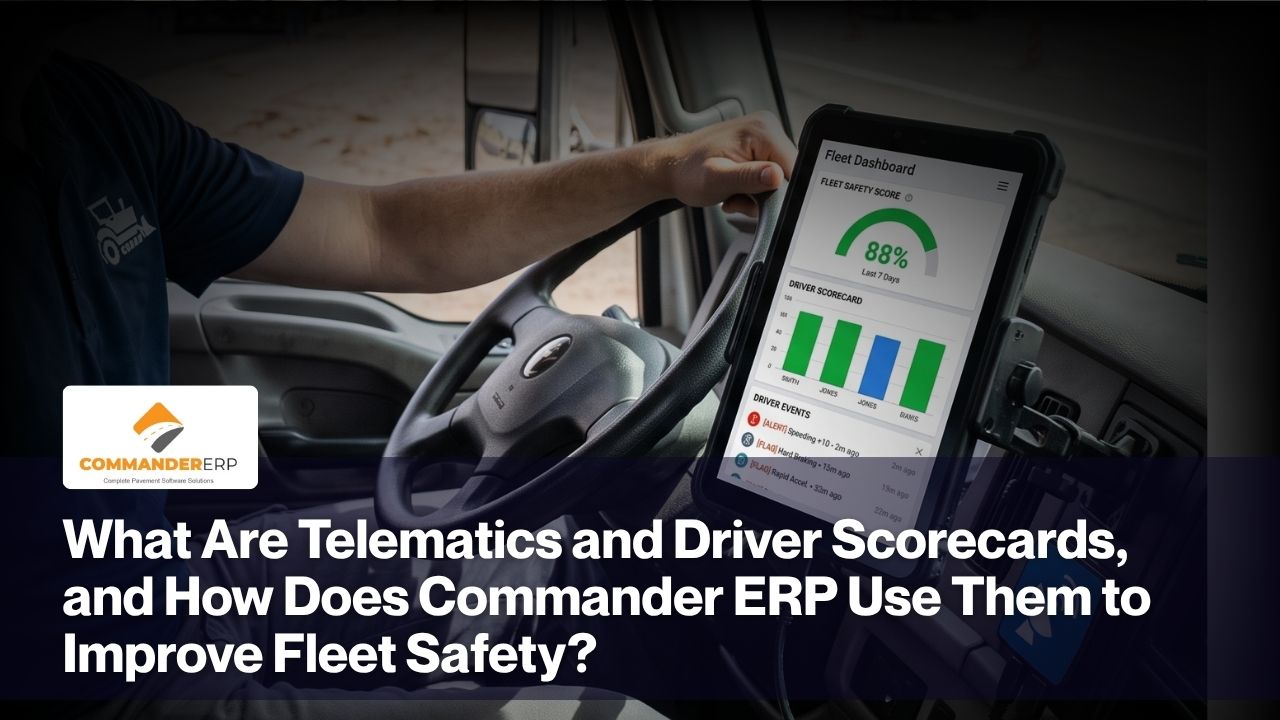 What Are Telematics and Driver Scorecards, and How Does Commander ERP Use Them to Improve Fleet Safety? 